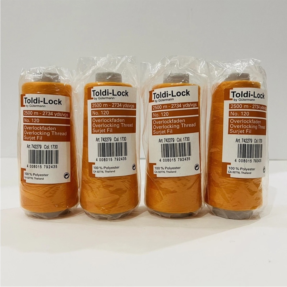 4-Toldi-Lock by Gutermann,Orange Overlocking Thread,2500m 2734yds Color 1730